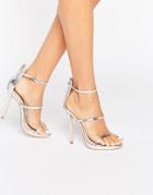 Public Desire Aisha Strappy Silver Heeled Sandals - Silver