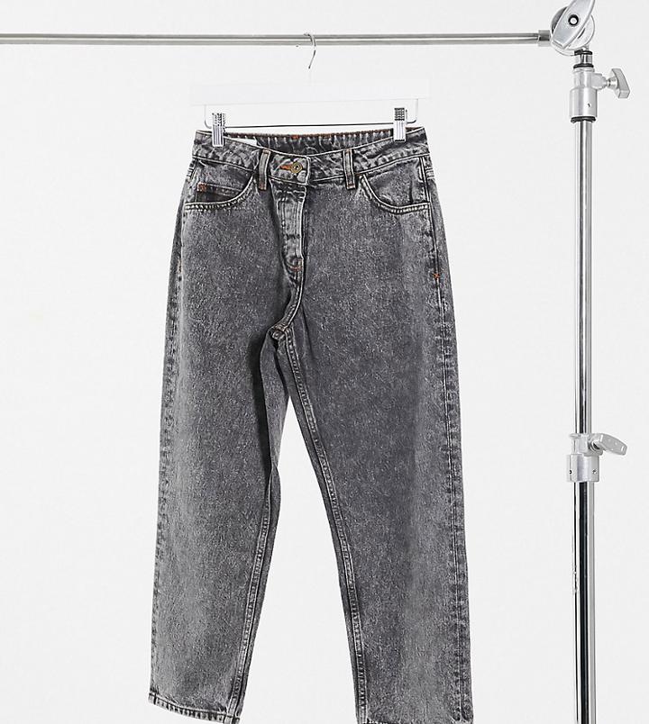 Collusion X005 Petite Straight Leg Jeans In Washed Black