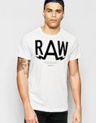 G-star T-shirt Marsh Crewneck Raw Print In White Heather - Milk Htr
