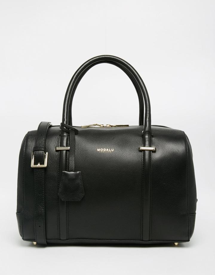 Modalu Leather Bowler Bag - Black