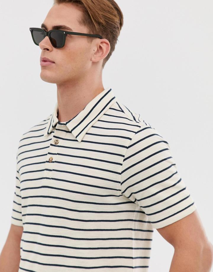 Hymn Striped Polo Shirt-navy