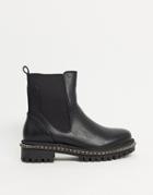 Simmi London Reye Chunky Flat Ankle Boots With Studding In Black