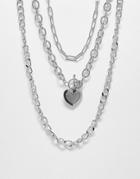 Reclaimed Vintage Inspired Unisex Chunky Chain Necklace Pack With Pendants-multi