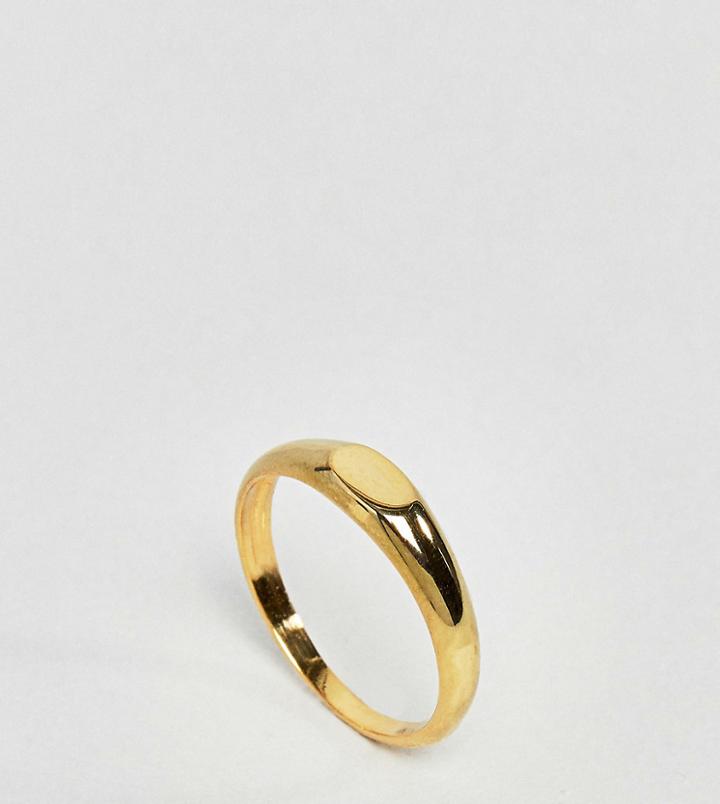 Asos Gold Plated Sterling Silver Flat Top Ring - Gold
