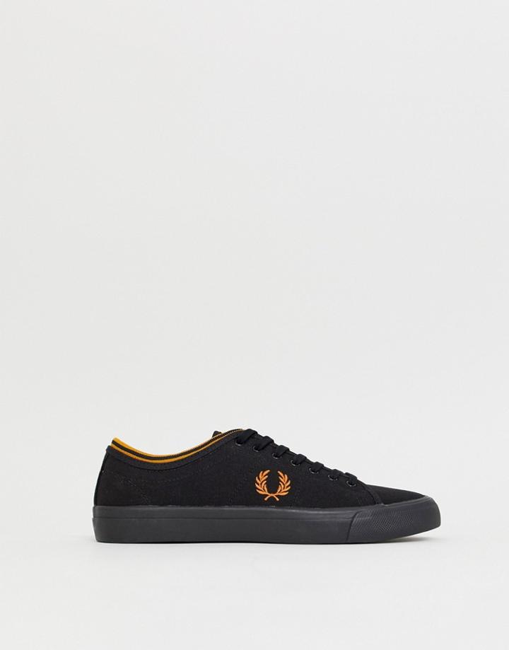 Fred Perry Kendrick Tipped Cuff Canvas Sneakers In Black - Black