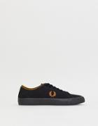 Fred Perry Kendrick Tipped Cuff Canvas Sneakers In Black - Black