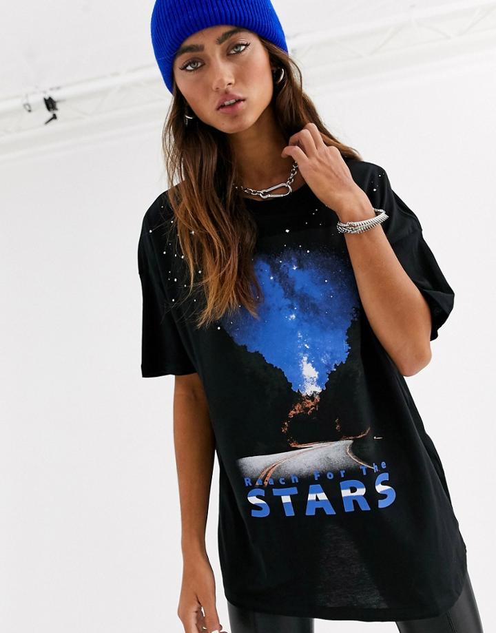 Noisy May Galactic Star Print Oversized T-shirt