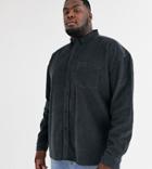 Asos Design Plus Oversized 90's Style Cord Shirt In Dark Gray