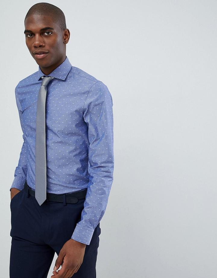 Michael Kors Slim Fit Smart Shirt In Blue Fil Coupe