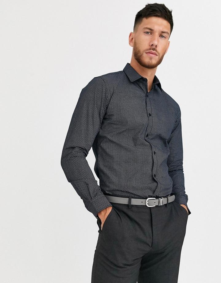 Harry Brown Micro Dot Slim Fit Shirt-black
