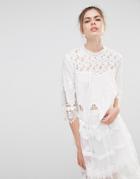 Endless Rose Lace Detail High Neck Blouse - Off White