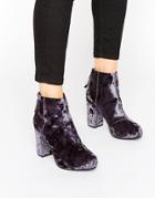 Office Annie Gray Velvet Heeled Ankle Boots - Gray