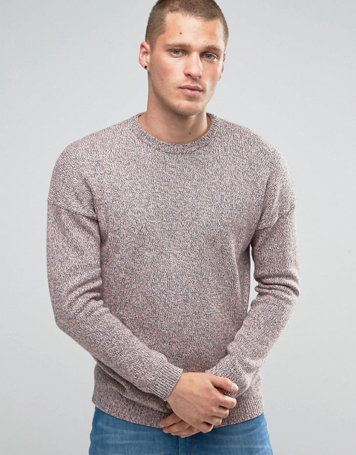 Asos Oversized Crew Neck Sweater With Dropped Shoulder In Cotton Twist