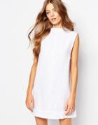 Waven Ditte High Neck Denim Dress - White