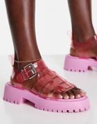 Asos Design Funfair Chunky Fisherman Flat Sandals In Pink Glitter