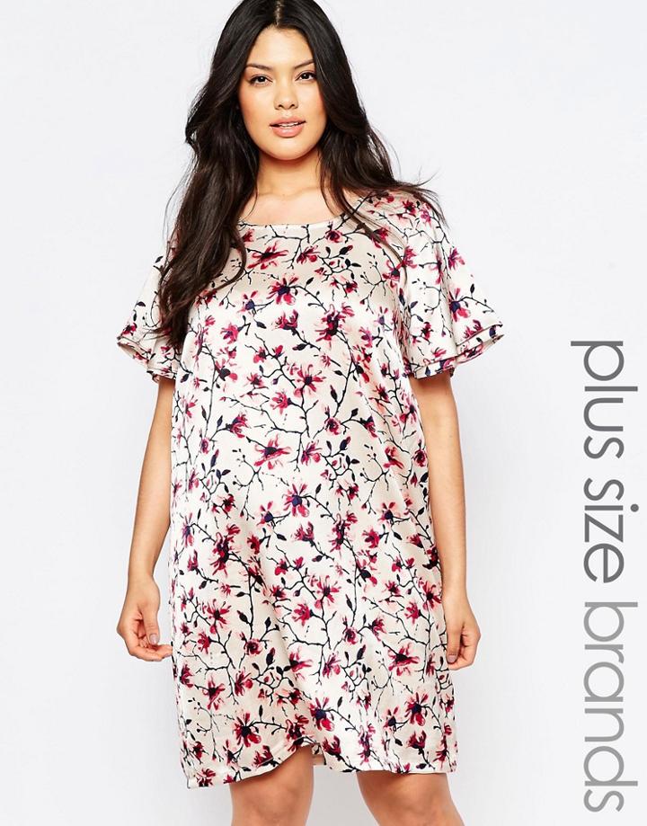 Junarose Oriental Floral Cap Sleeve Shift Dress - Multi