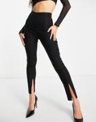 Vesper Fitted Pants With Tie Waist And Split Front In Black - Part Of A Set