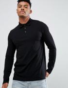 Asos Long Sleeve Jersey Polo - Black