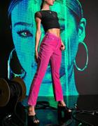 Asos Design Low Rise Rigid Flare Jean In Pink Cord