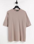 Asos Design Oversized Pique T-shirt In Light Brown