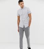 Asos Design Tall Slim Fit Work Shirt In Blue Stripe