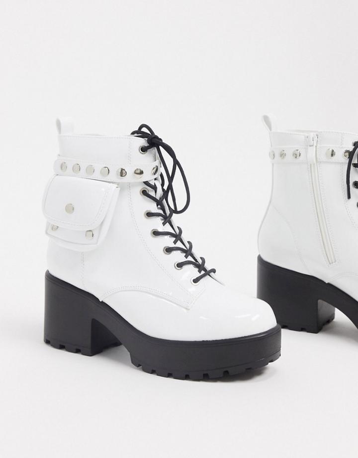 Koi Footwear Vegan Lace Up Pocket Boot In White