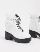 Koi Footwear Vegan Lace Up Pocket Boot In White