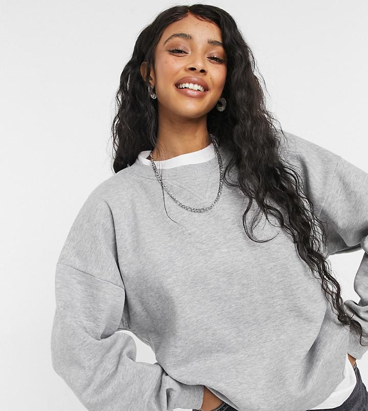 Stradivarius Organic Cotton Crew Neck Sweatshirt In Gray-grey