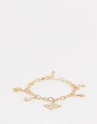 Asos Design Bracelet With Celestial Charms In Gold Tone