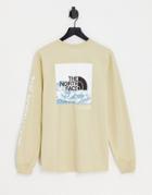 The North Face Logo Play Long Sleeve T-shirt In Beige-neutral