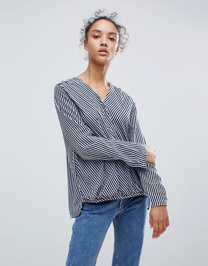 B.young Stripe Wrap Blouse - Multi
