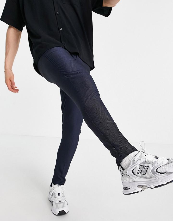 Asos Design Slim Smart Pants In Navy Pin Dot