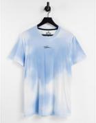 Hollister Central Script Logo Cloud Wash Print T-shirt In Greenish Blue-blues