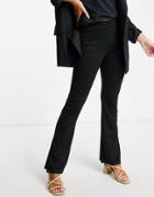 Vila Recycled Blend Flared Pants With Side Split In Black