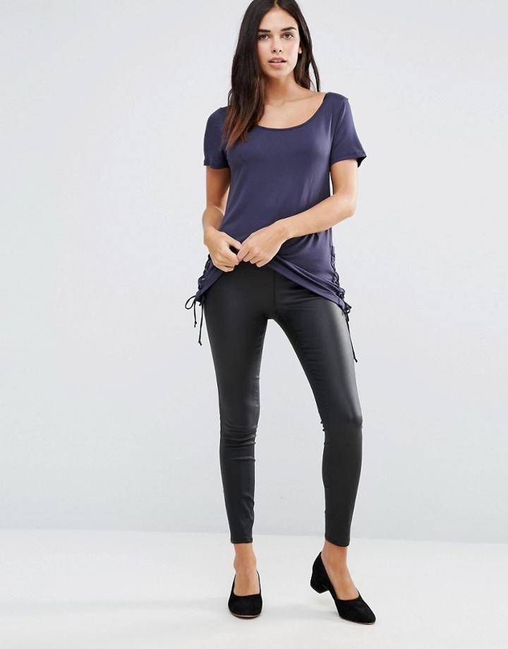Vila Coated Skinny Pant - Black