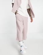 Asos Design Oversized Wide Leg Cropped Sweatpants In Pink - Part Of A Set