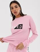 Na-kd Logo Print Sweatshirt In Pink - Pink