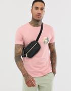 Bershka T-shirt With Photo Chest Print In Pink - Pink