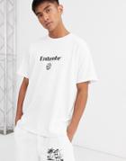 Entente Oversized T-shirt In White With Logo