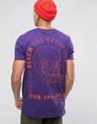 Asos Longline T-shirt With Back Print In Purple - Purple