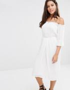 Missguided Bardot Cheesecloth Culotte Jumpsuit - White