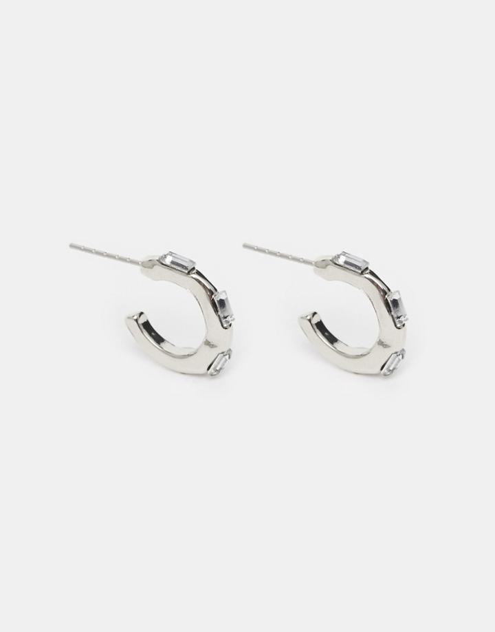 Designb Studded Hoops - Silver