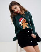 Brave Soul Gingerbread Christmas Sweater - Green