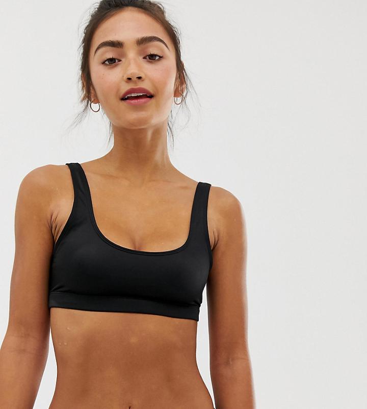 Monki Scoop Neck Bikini Top In Black - Black