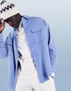 Asos Design Extreme Oversized Wool Mix Shirt In Dusty Blue-blues
