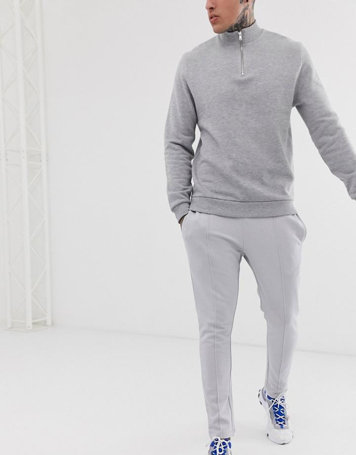 Asos Design Skinny Smart Sweatpants With Pin Tuck Front In Light Gray - Gray
