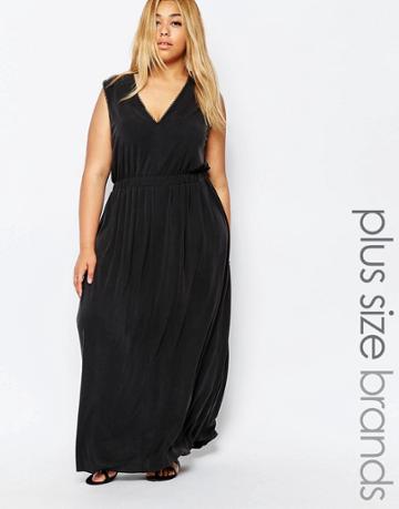 Carmakoma Plunge Front Maxi Dress - Black