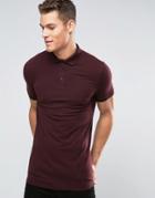 Asos Longline Muscle Polo Shirt In Oxblood - Red