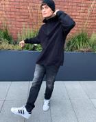 Asos Design Hoodie With Half Zip And Side Split In Black