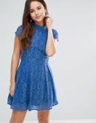 Louche Nichole Lace Dress With Embellished Neckline - Blue
